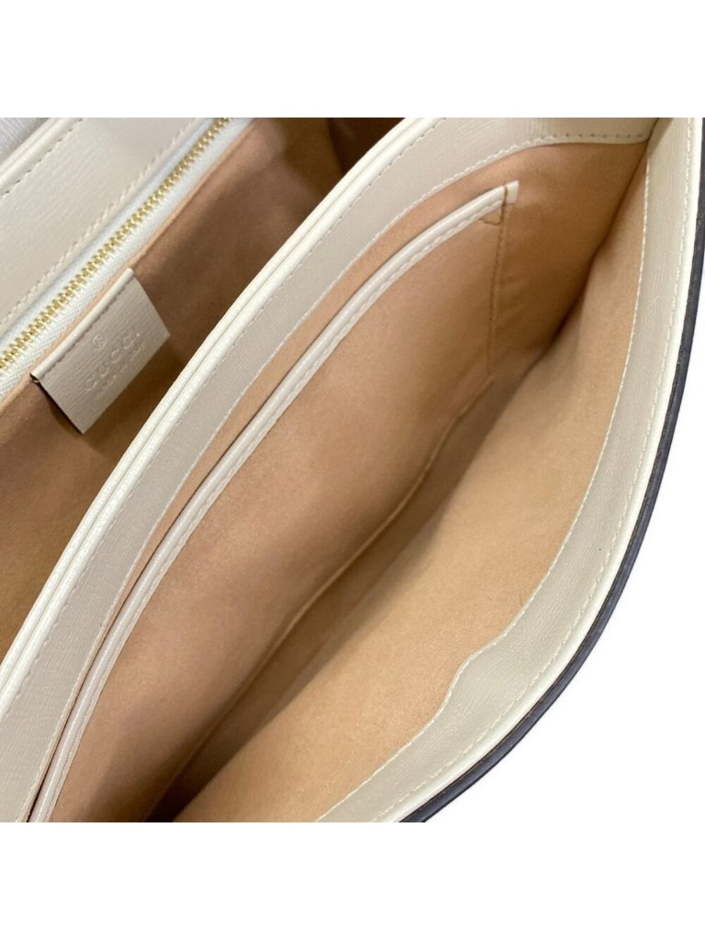 Gucci Shoulder Bag Horsebit Ivory Gold Leather - Picture 14 of 15